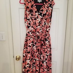 Pink, black and white dress with tie